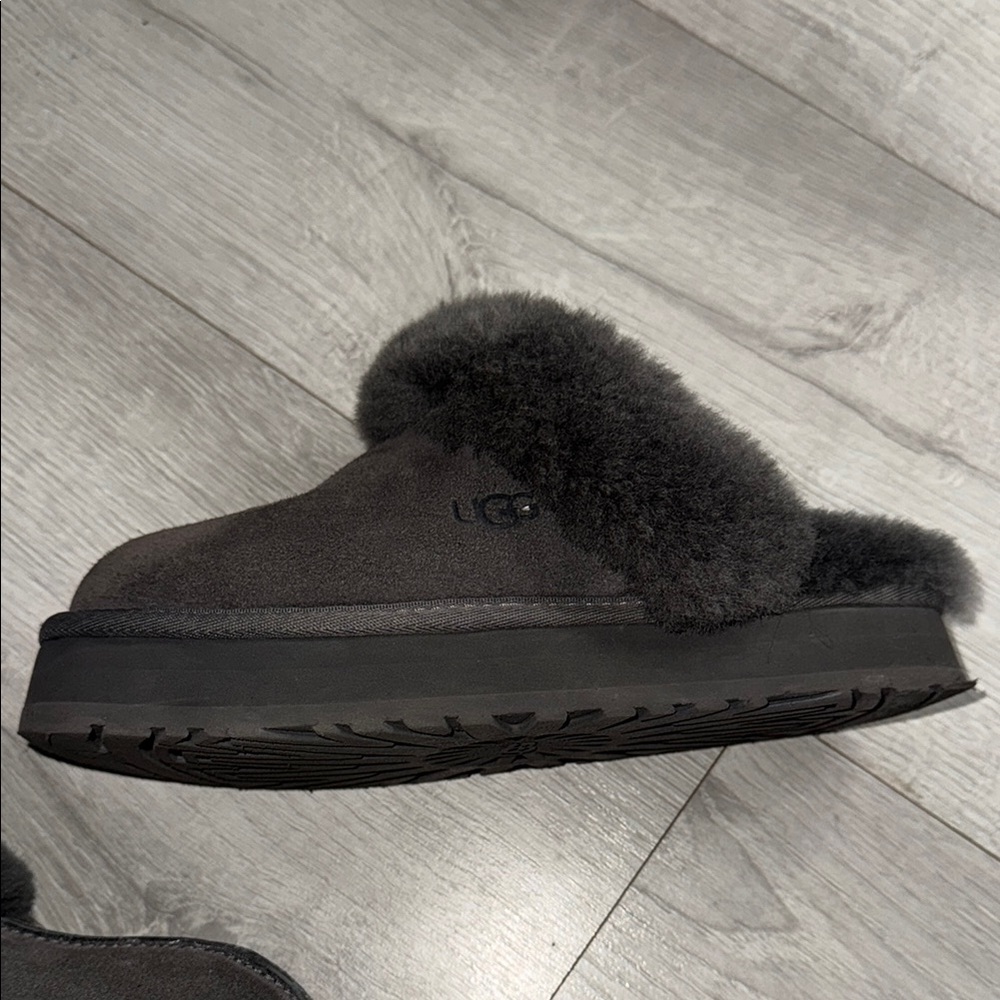 Ugg Gray Shearling Platform Slippers - image 5